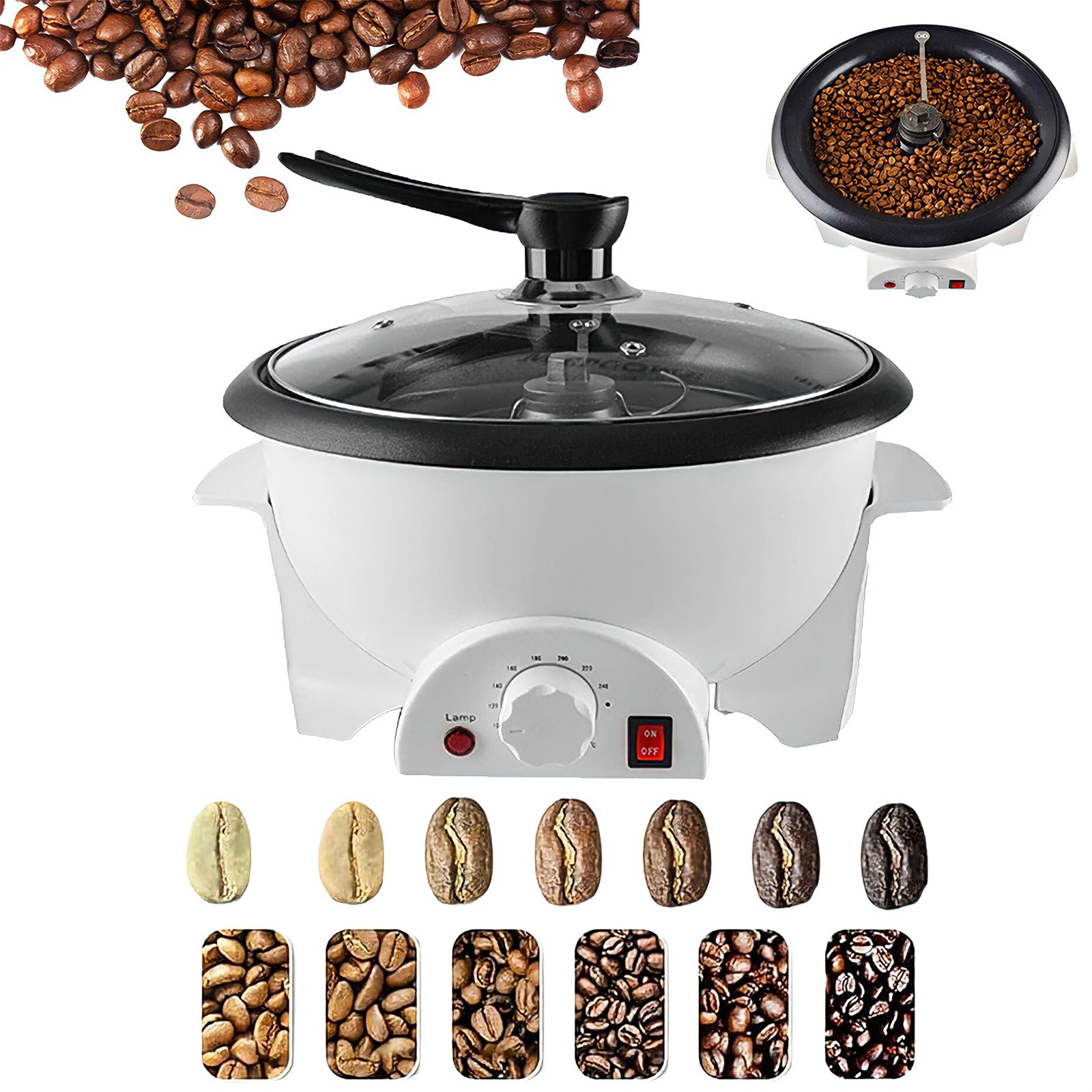 750g Home Electric Coffee Bean Roaster 1200W Coffee Roasting Baking Machine NEW