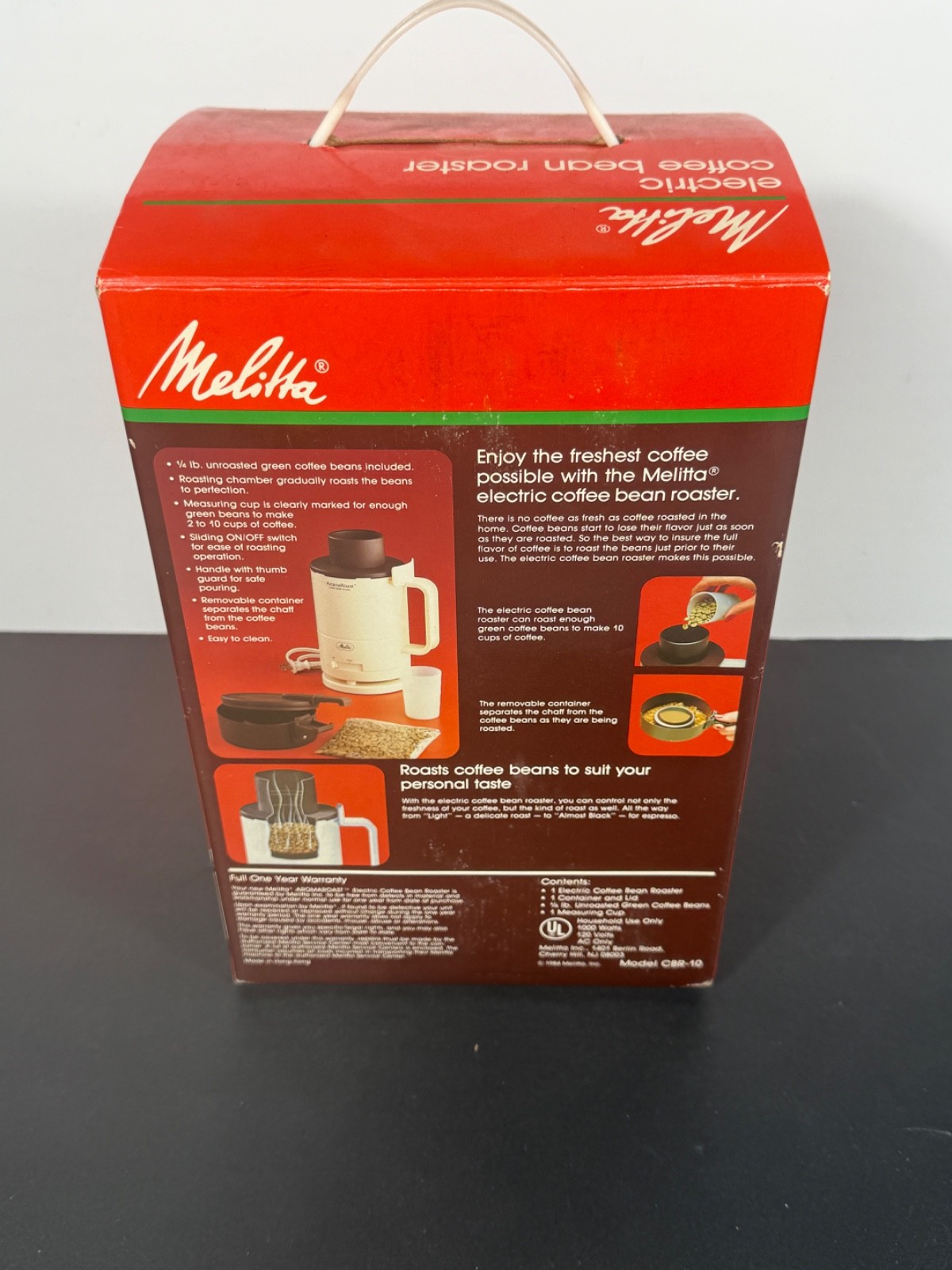 Vintage Melitta CBR‑10 Aroma Roast Electric Coffee Bean Roaster Open Box 1984
