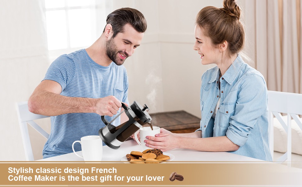 French Pr Coffee Tea Maker, Upgrade Heat Cold Resistant Thiened Glass