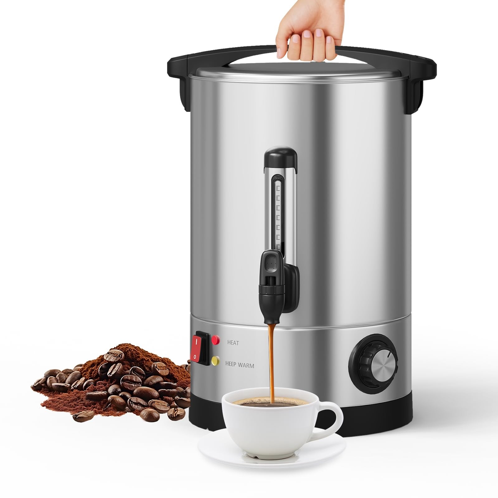 70 Cup 10L Stainless Steel Double Wall Insulated Coffee Urn Hot Water Dispenser