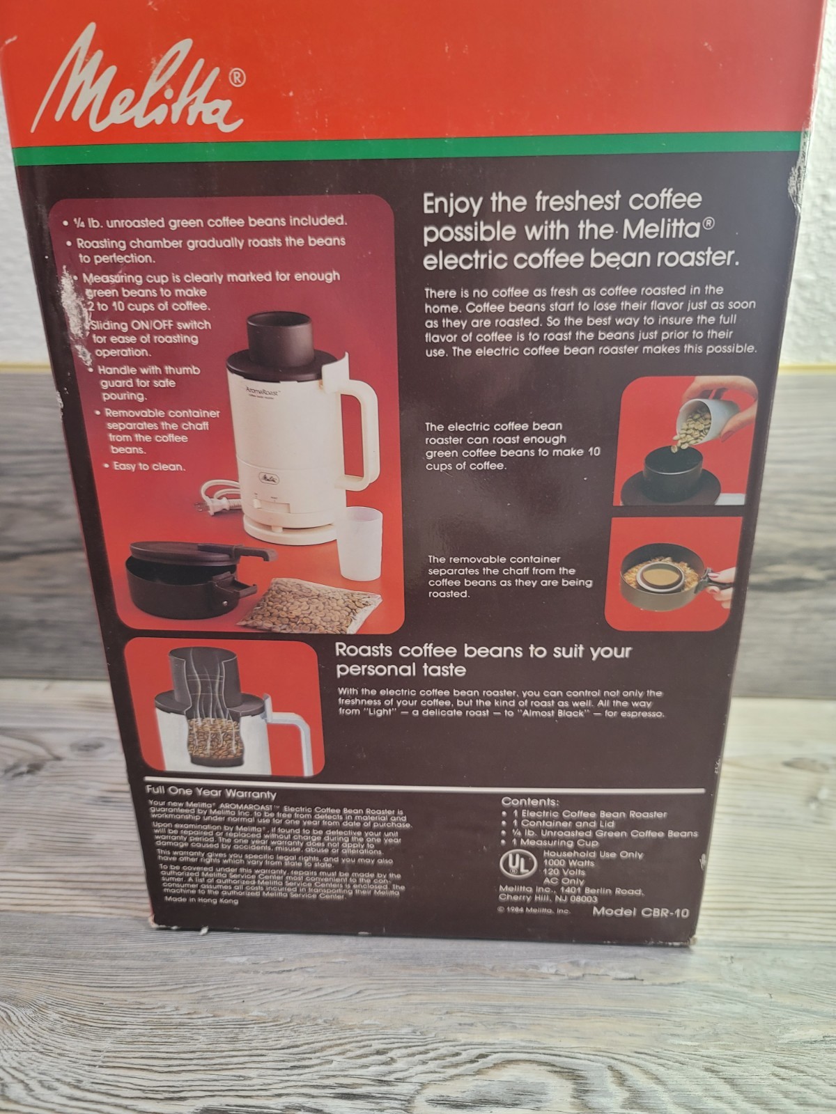 Vintage Melitta CBR‑10 Aroma Roast Electric Coffee Bean Roaster Open Box 1984