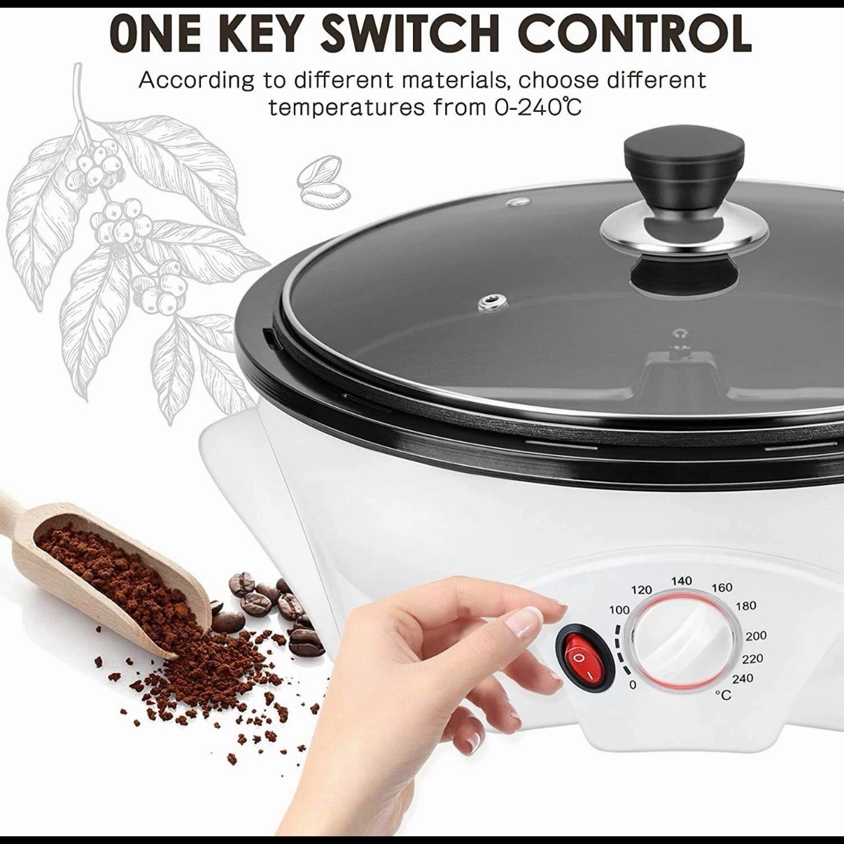 110V Electric Coffee Roaster Machine 800g Coffee Bean Roaster for Home Use NOB