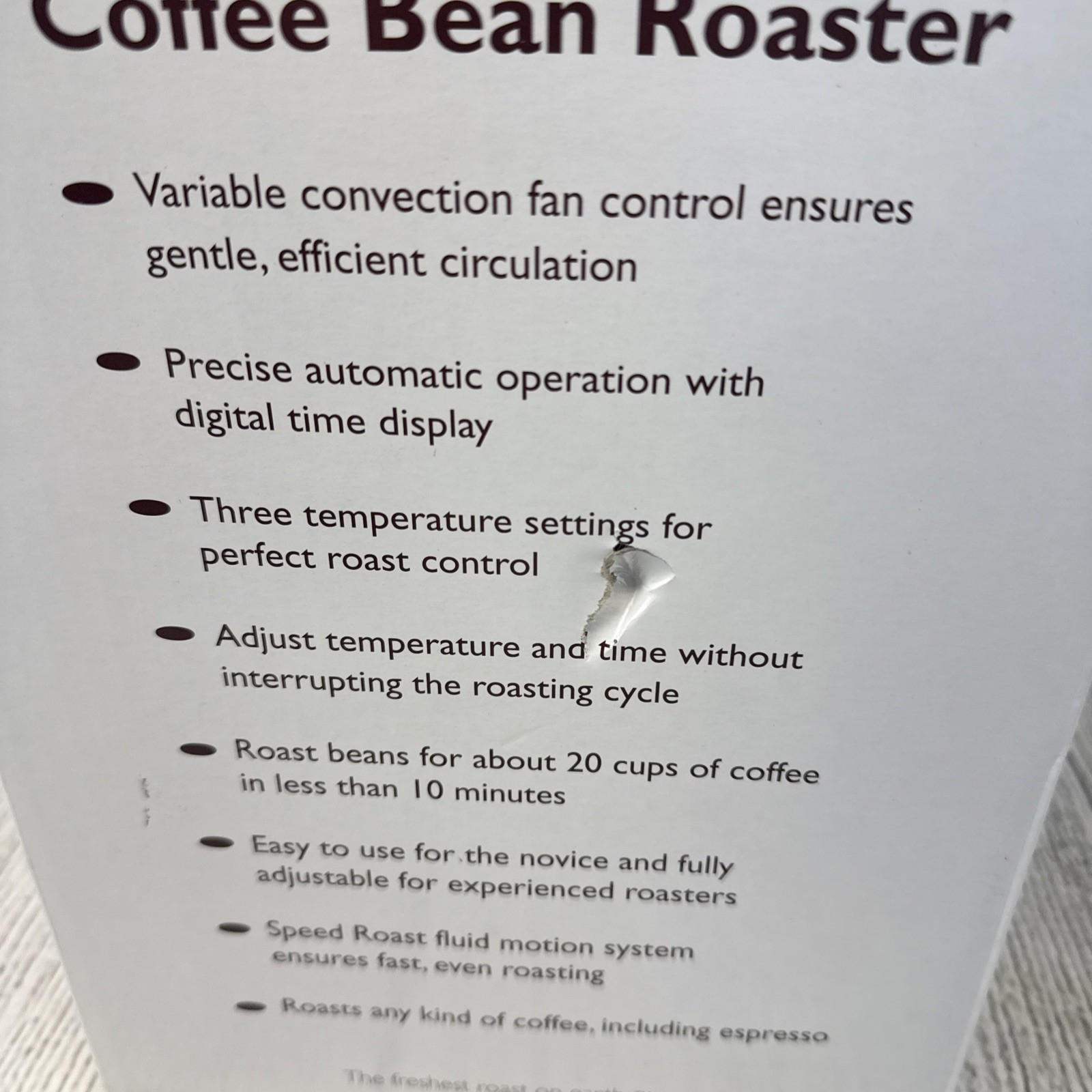 Fresh Roast SR500 Automatic Coffee Bean Roaster Model FB102SR, 120v – New Sealed