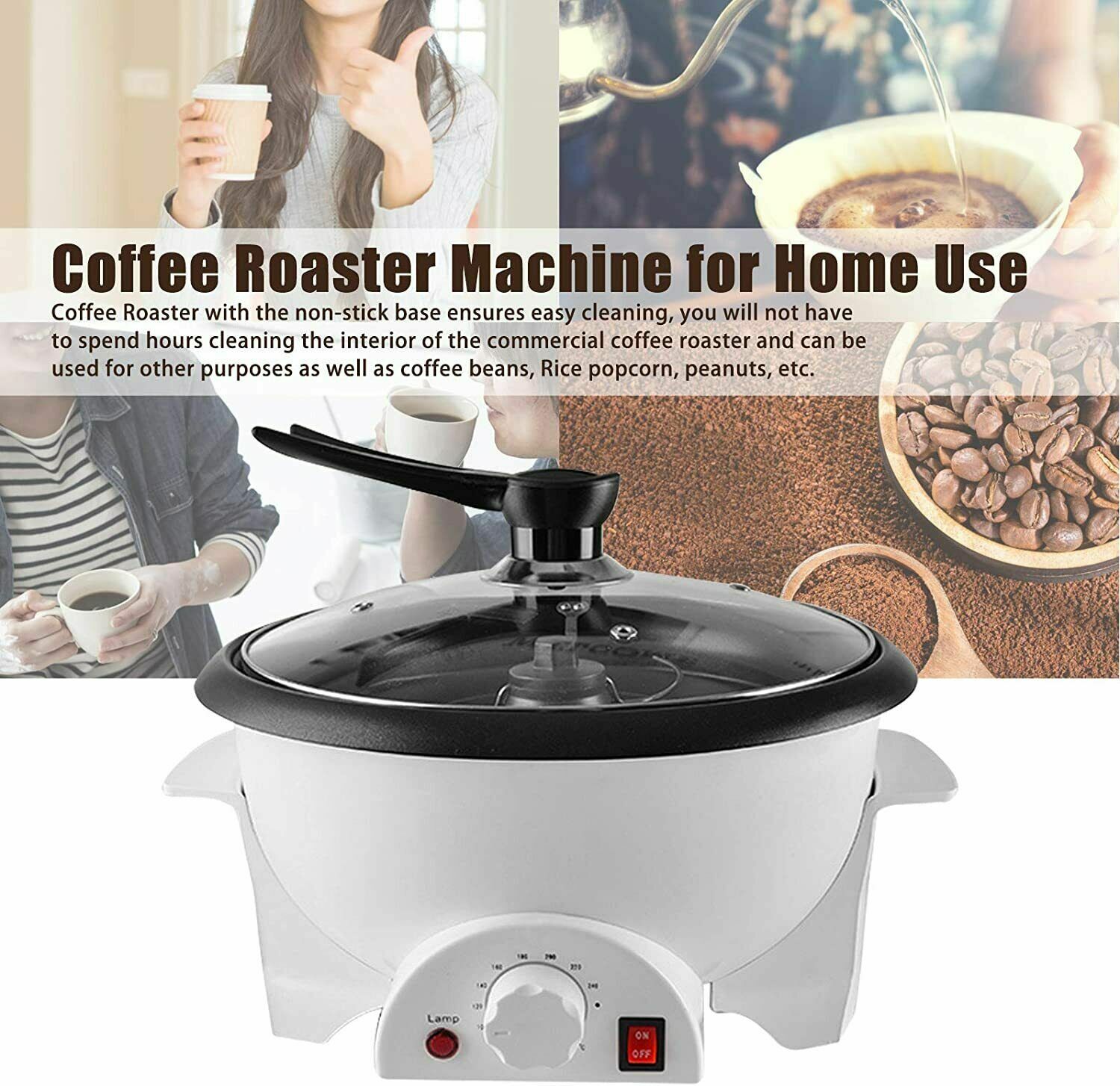 110V Electric Coffee Roaster Household Coffee Bean Cashew Peanut Roaster Machine