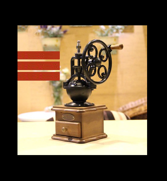 Samll MIni Vintage Grinder Manual Coffee Bean coffe wood/iron coffee machine