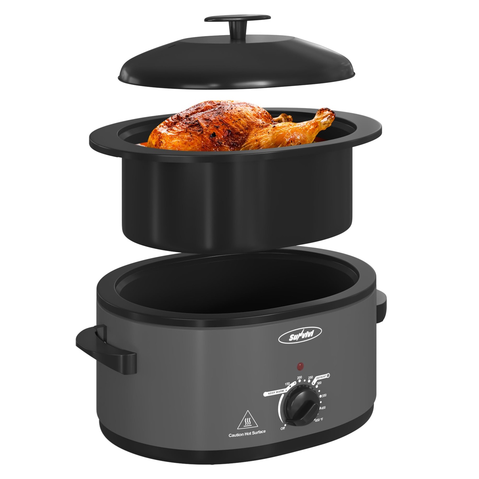 Sunvivi Roaster Oven with Self-Basting Lid, Electric 8-Quart Turkey Roaster Oven