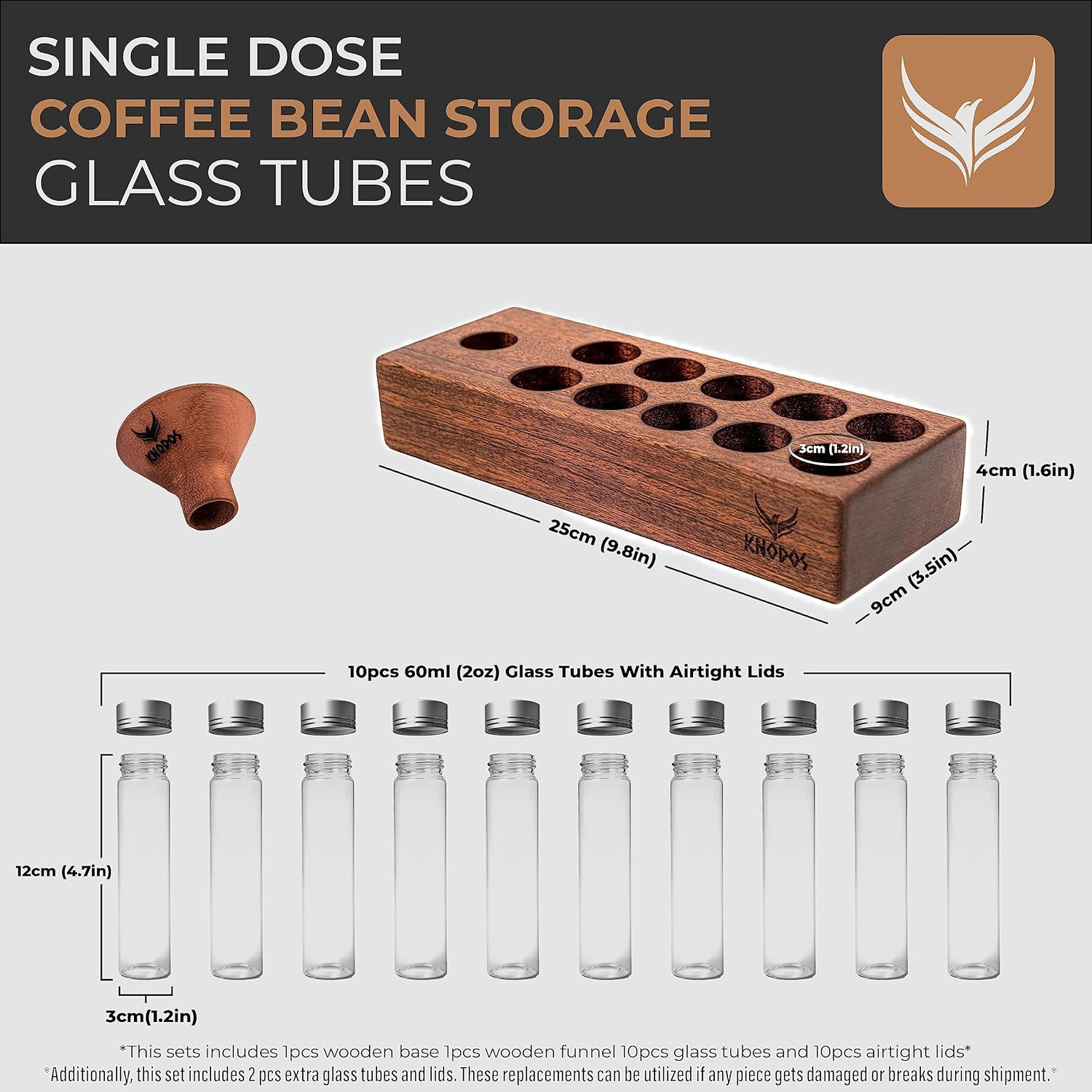 Single Dose Coffee Bean Storage Tubes Coffee Bean Cellar 10 Pcs Dosing Glass