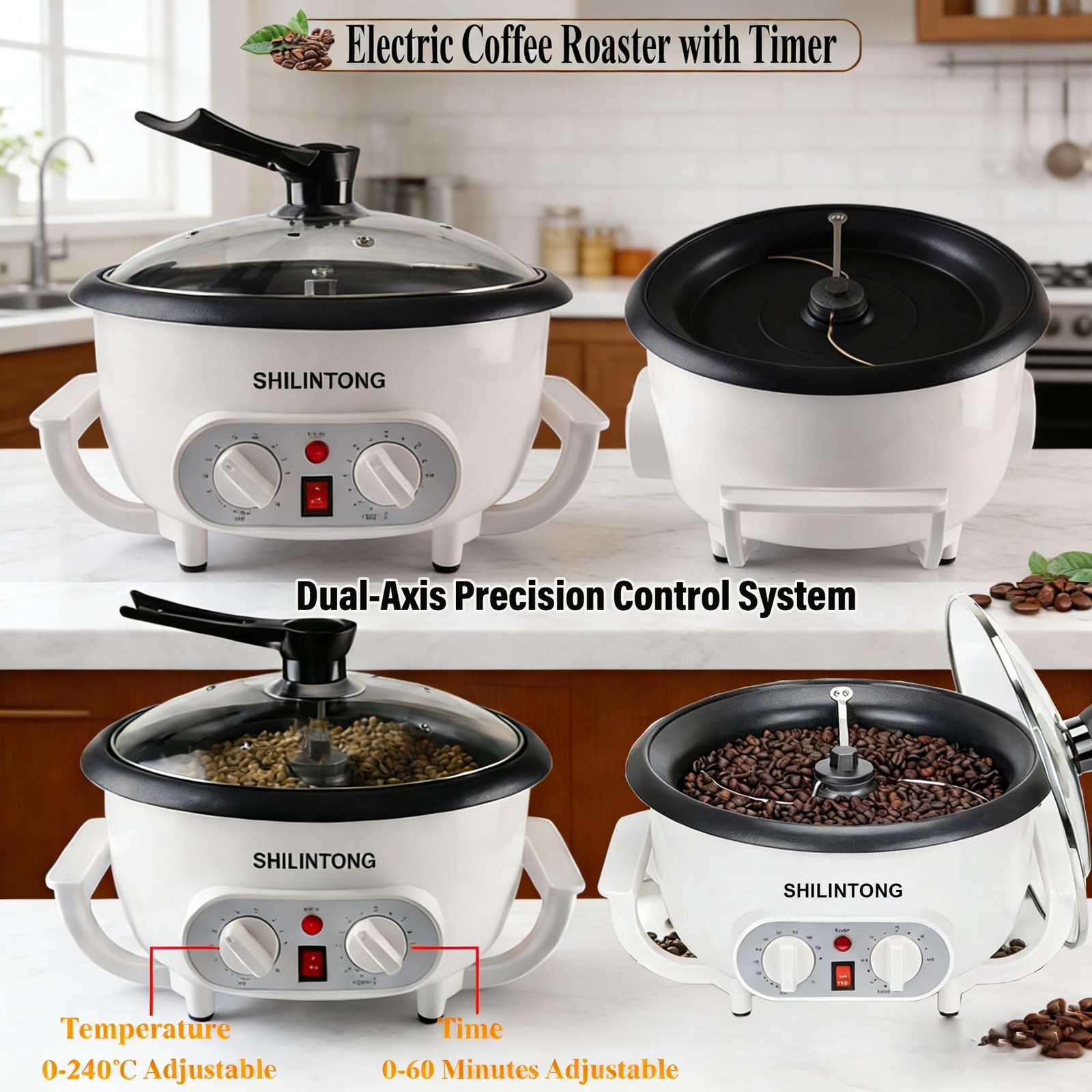 Coffee Roaster Machine for Home Use, 110V 1200W With Timer, 750g Large Capaci…