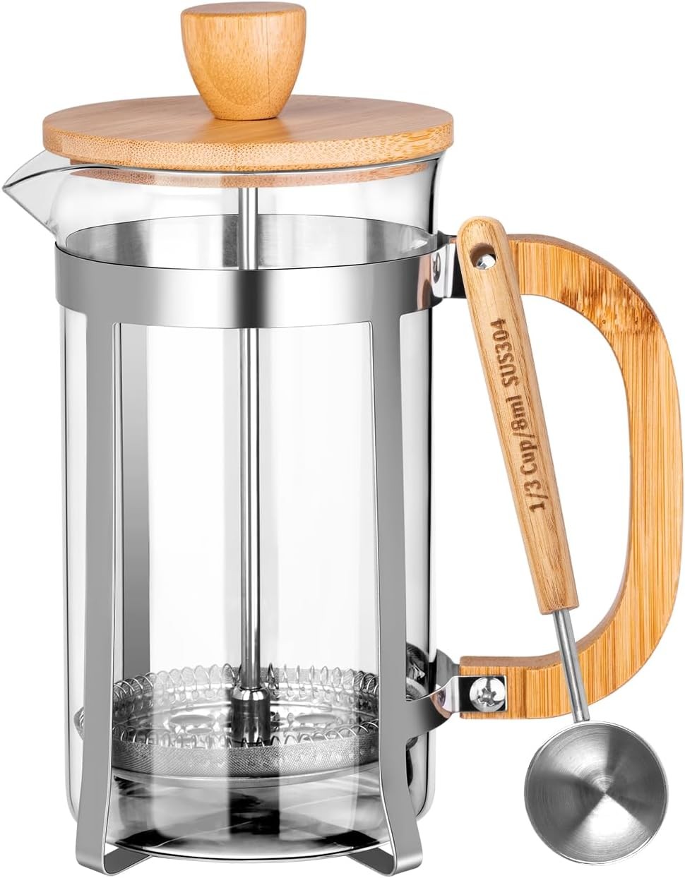 French Pr Coffee Maker & Tea Pr 20oz Borosilicate Glass