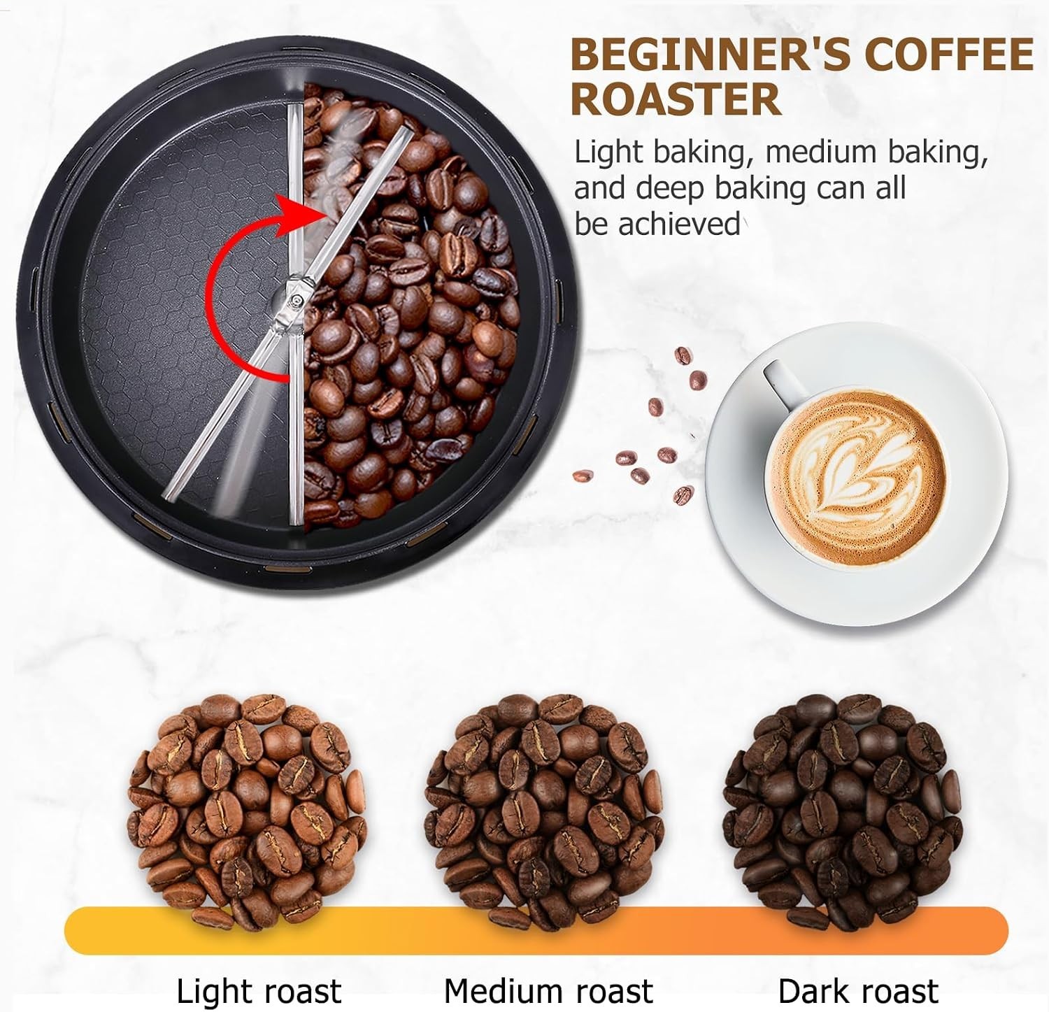 Electric Coffee Bean Roaster Machine 1.1lb Capacity Adjustable Timer Kitchen …
