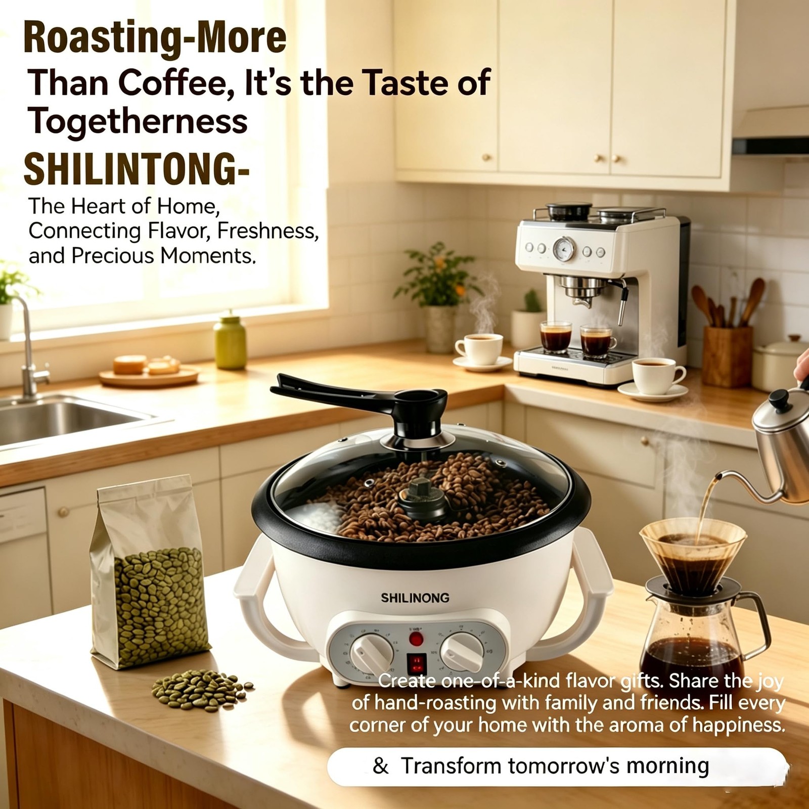 Coffee Roaster Machine for Home Use, 110V 1200W With Timer, 750g Large Capaci…