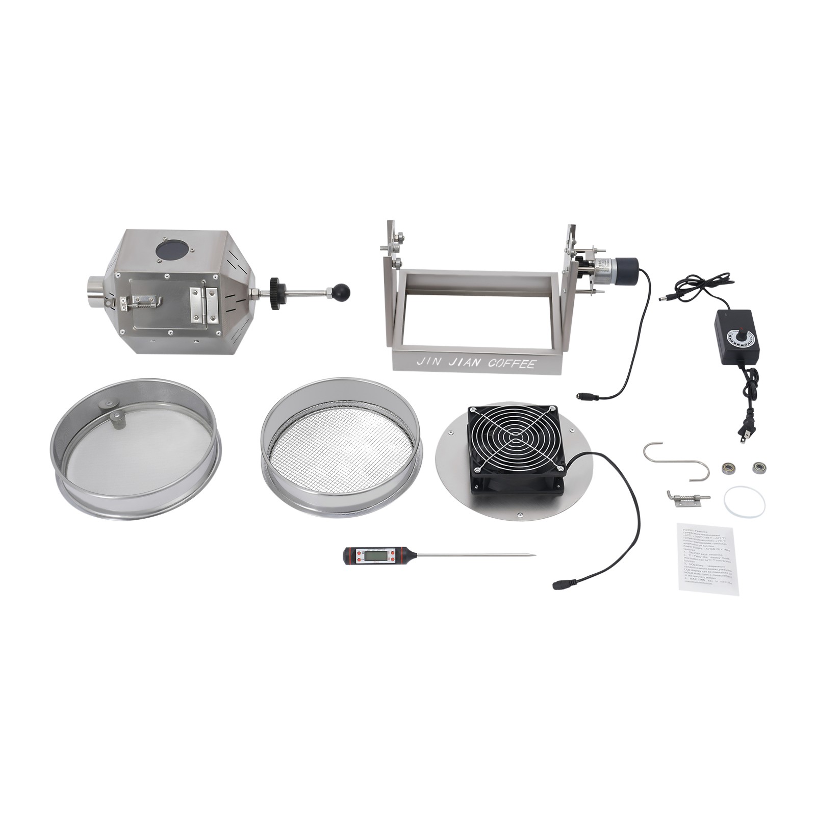 Commercial Electric Coffee Beans Roaster Machine 300-1200g with Thermometer