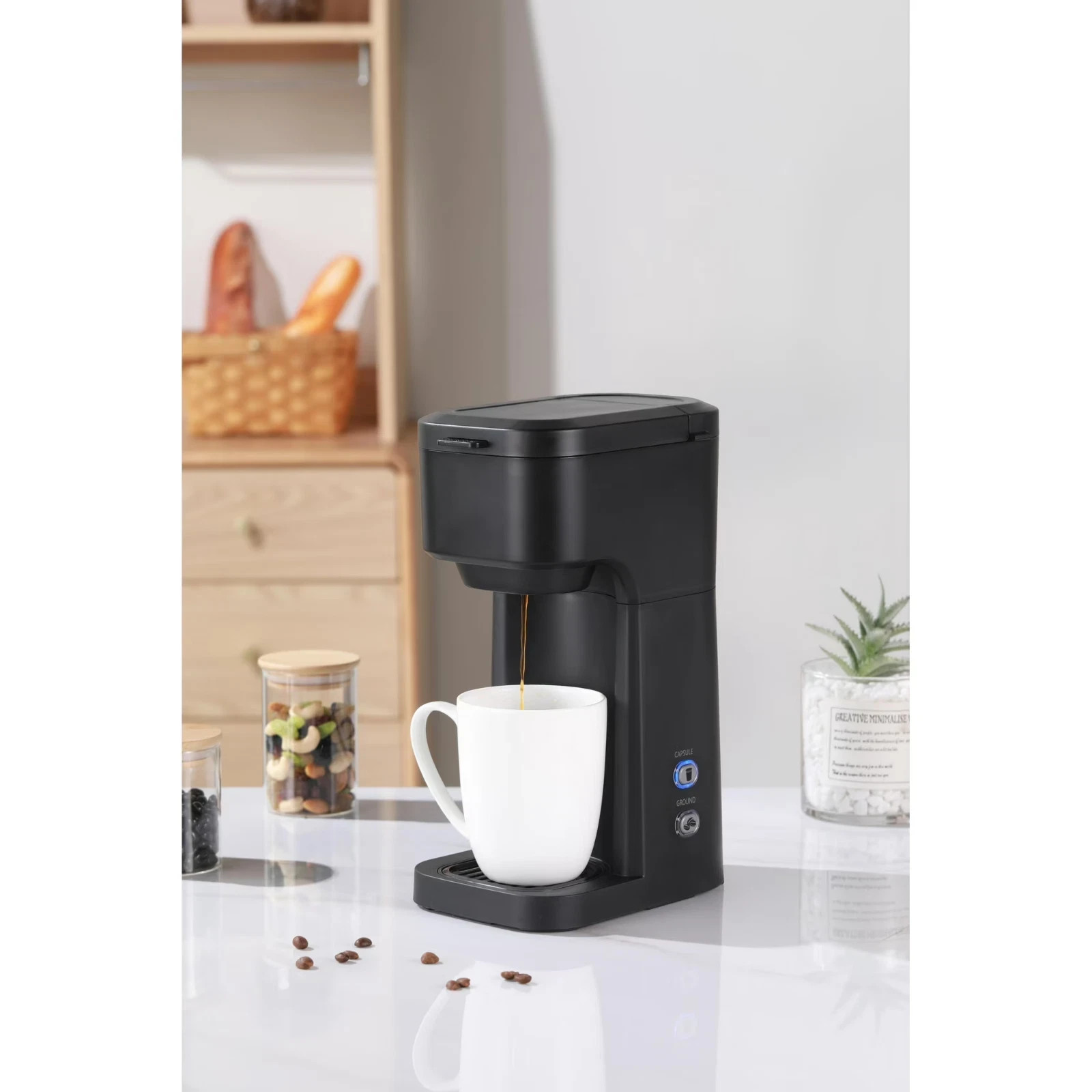 Mainstays Single Serve Dual Brew Coffee Maker K-Cup & Ground Coffee Black 202140