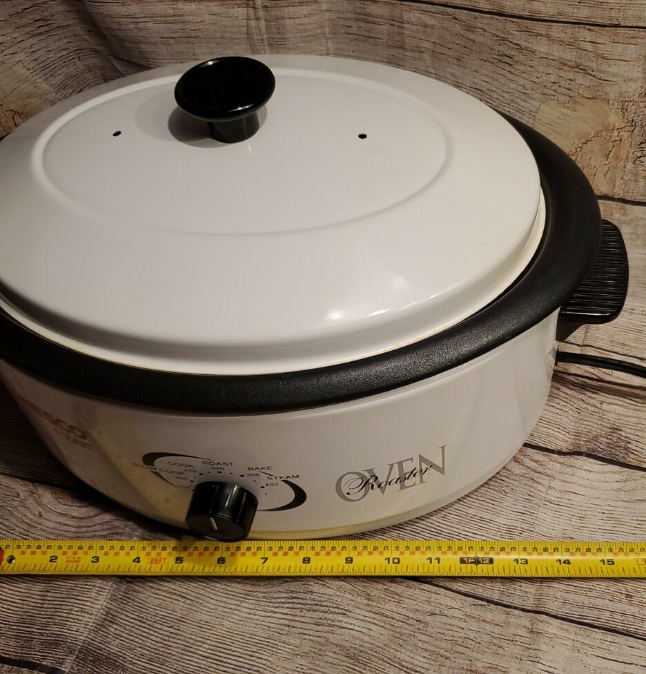 Nesco 4816-14-30 Classic Oven Roaster Oven 6 Quart, Porcelain Cookware, White