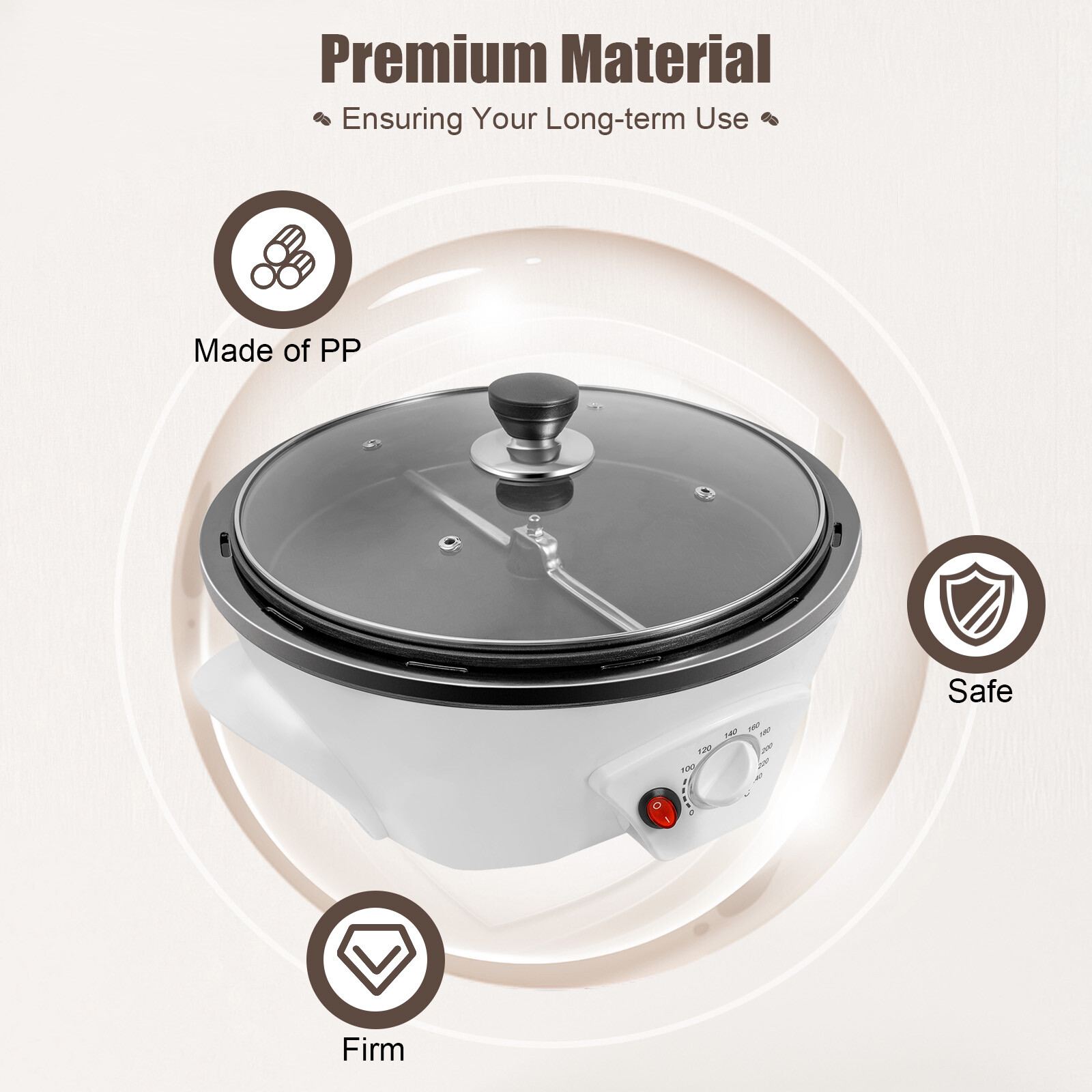 Electric Coffee Bean Roasting Machine Round Coffee Roaster Baking Baker Home