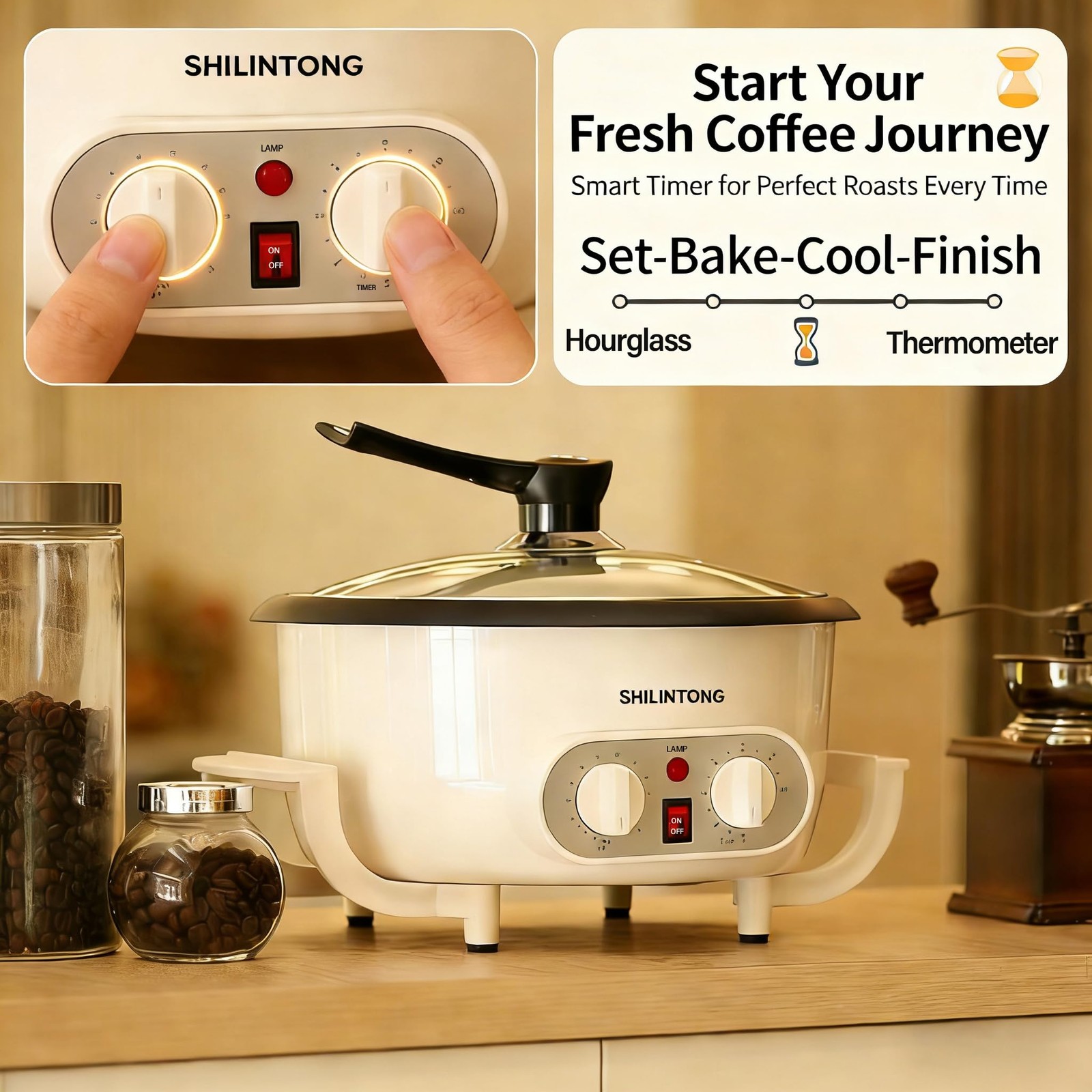 Coffee Roaster Machine for Home Use, 110V 1200W With Timer, 750g Large Capaci…