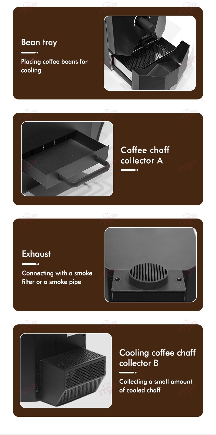 ITOP Electric Coffee Bean Roaster Drum Roaster 3 Operating Modes Espresso Tool