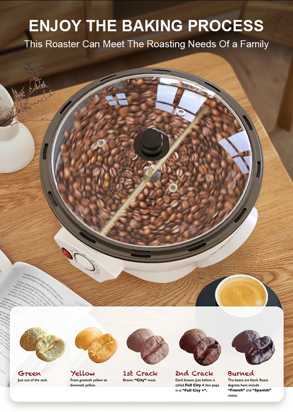 XEOLEO 800g Electric Coffee roaster 1200W Automatic Coffee Bean Baker