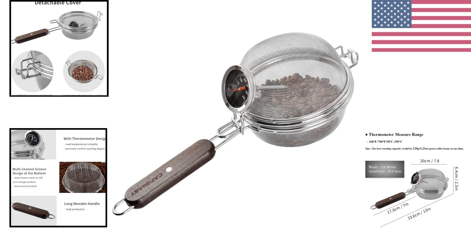 Home Coffee Bean Roaster Tool – Portable Stainless Steel Handy Coffee Roaster…