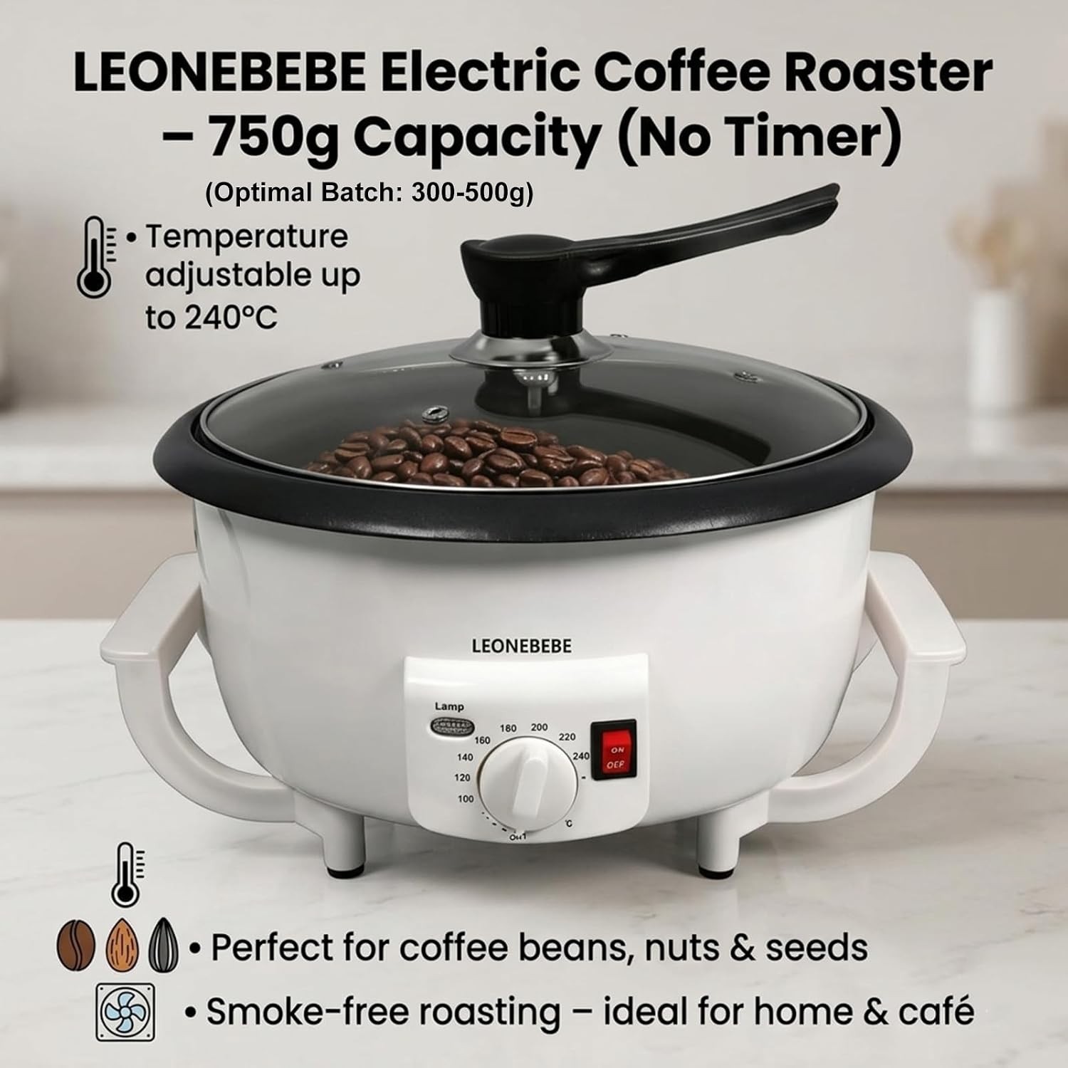Home Coffee Bean Roaster Machine for Beginner Electric Nut Peanut Cashew