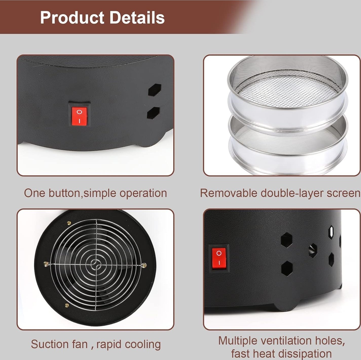 iCosoni Electric Coffee Bean Cooler Roasting Cooling Machine 550G Chaff Tray