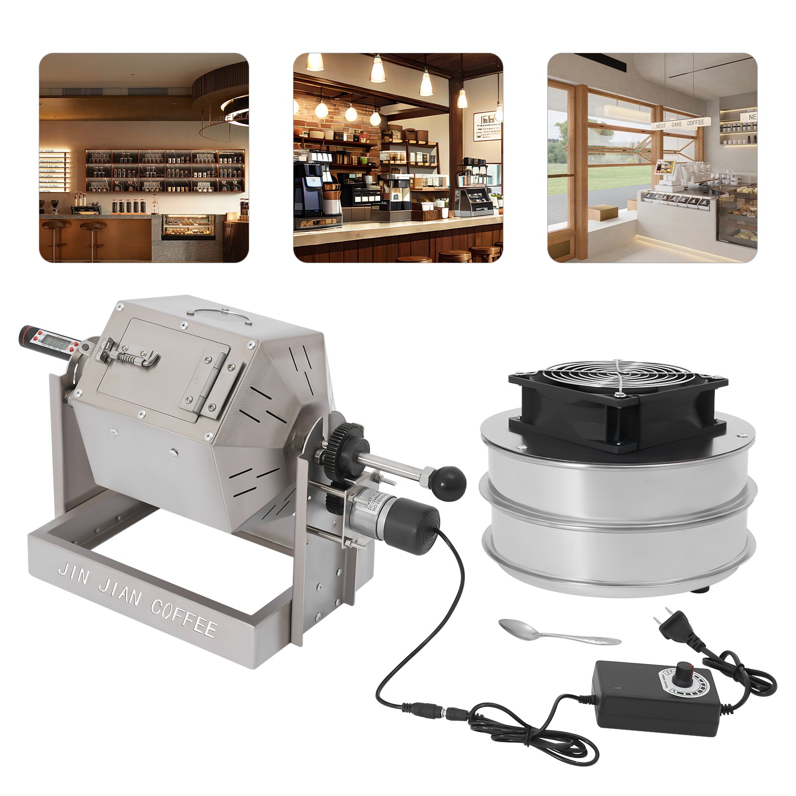 Coffee Bean Roaster Machine Drum Type, Coffee Bean Roaster + Coffee Bean Cooler