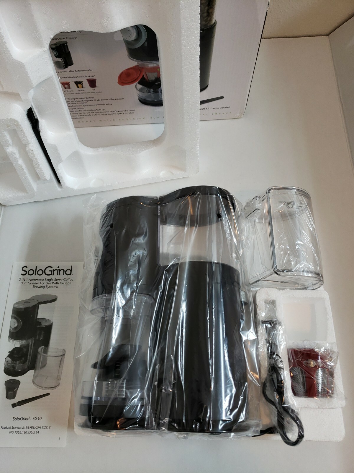 Solo Grind 2 In 1 Automatic Single Serve Coffee Burr Grinder For Use w/Keurig