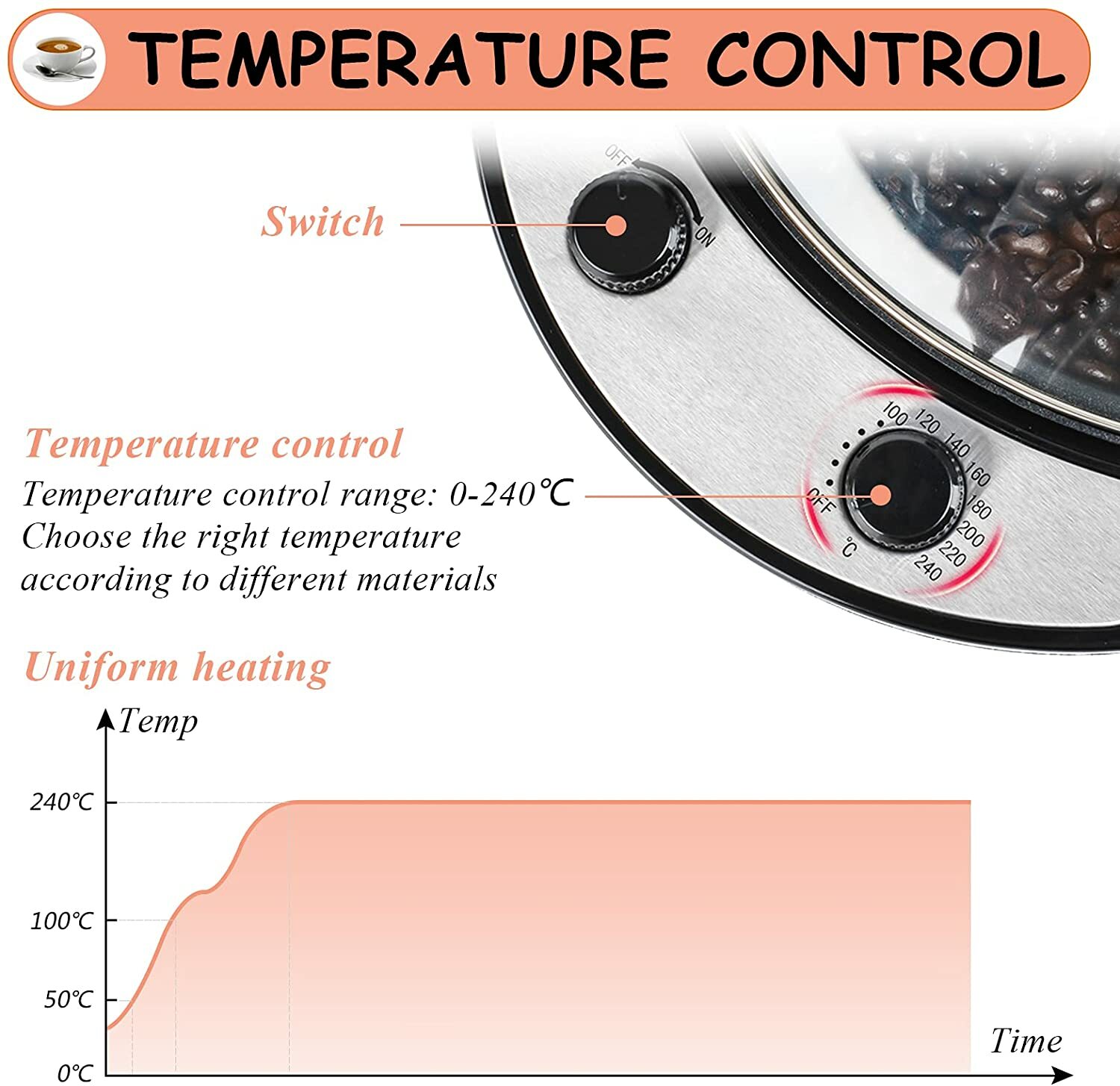 110V Electric Coffee Beans Roasting Machine Baking Roasters 800g For Household