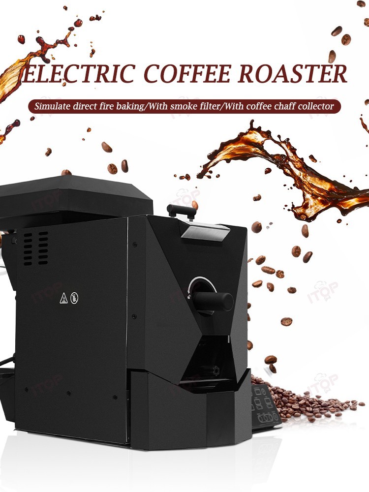 ITOP Electric Coffee Bean Roaster Drum Roaster 3 Operating Modes Espresso Tool