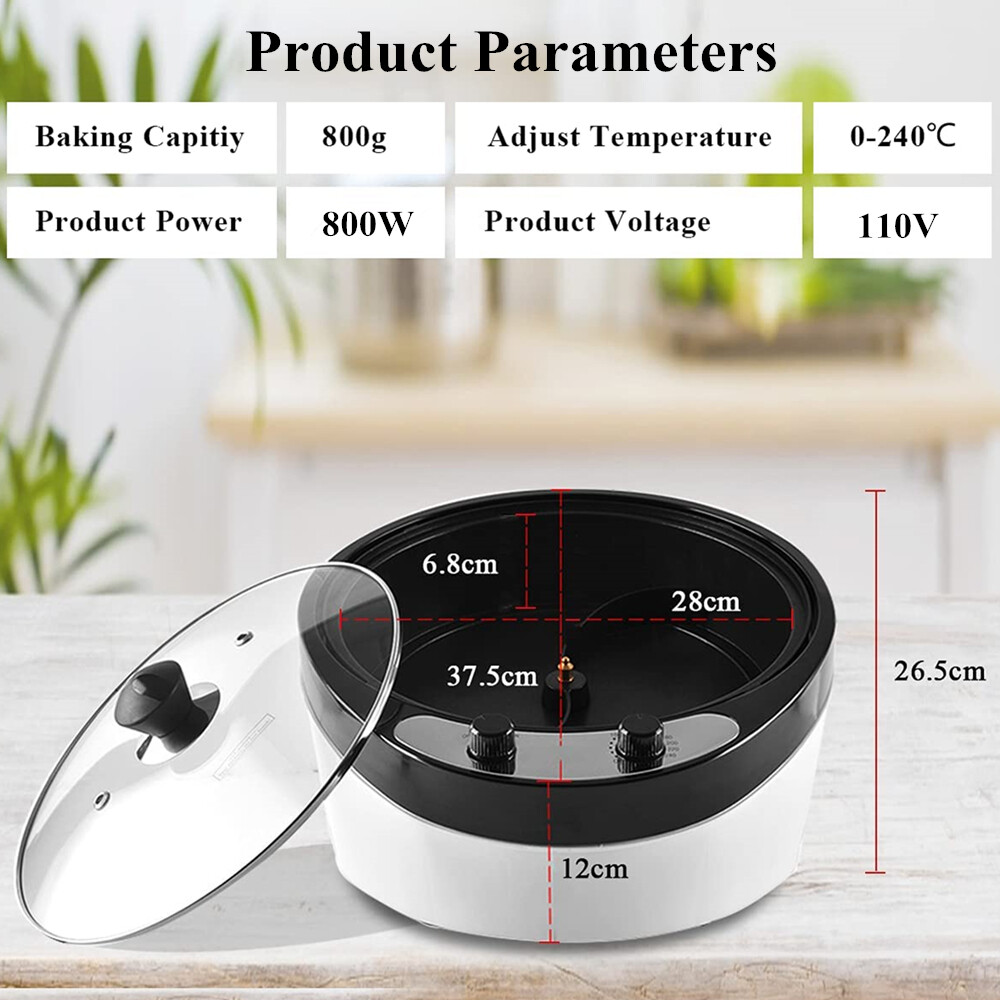 Electric Coffee Bean Roaster for Home Use 800g Capacity Temperature Control
