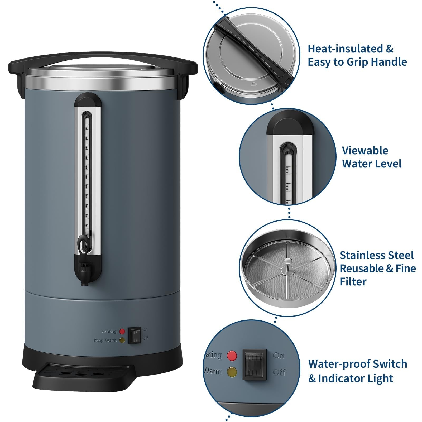 120 Cup Commercial Electric Coffee Urn Stainless Steel Hot Water Dispenser