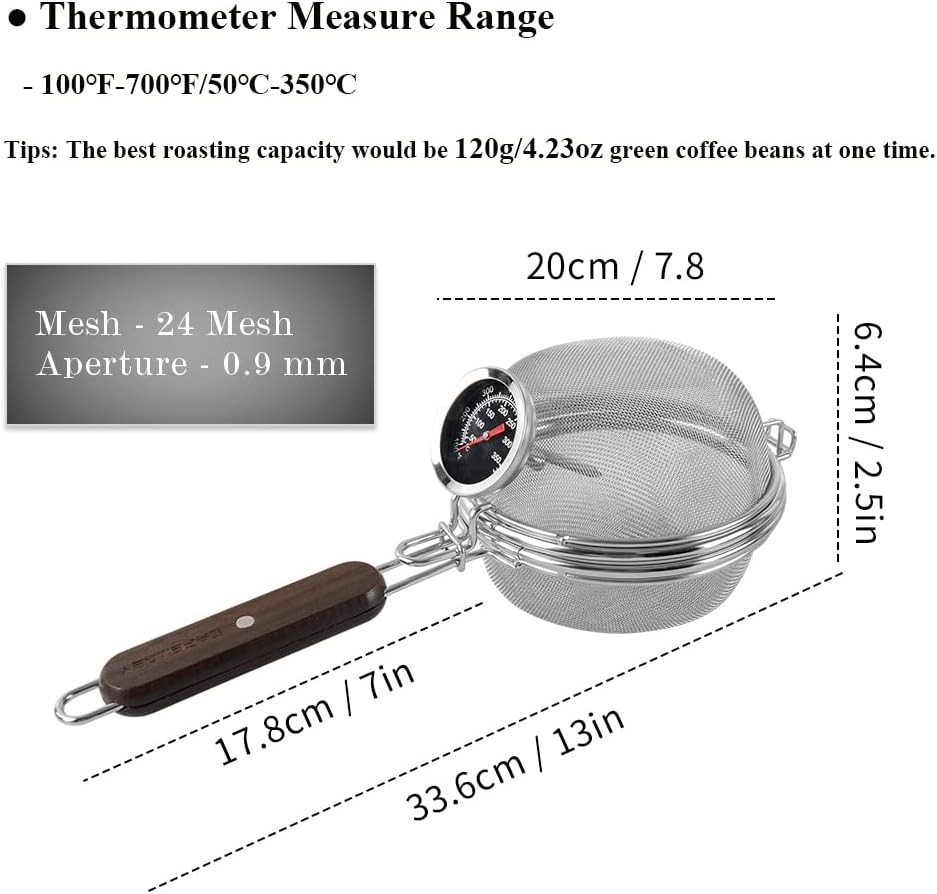 Home Coffee Bean Roaster Tool – Portable Stainless Steel Handy Coffee Roaster…