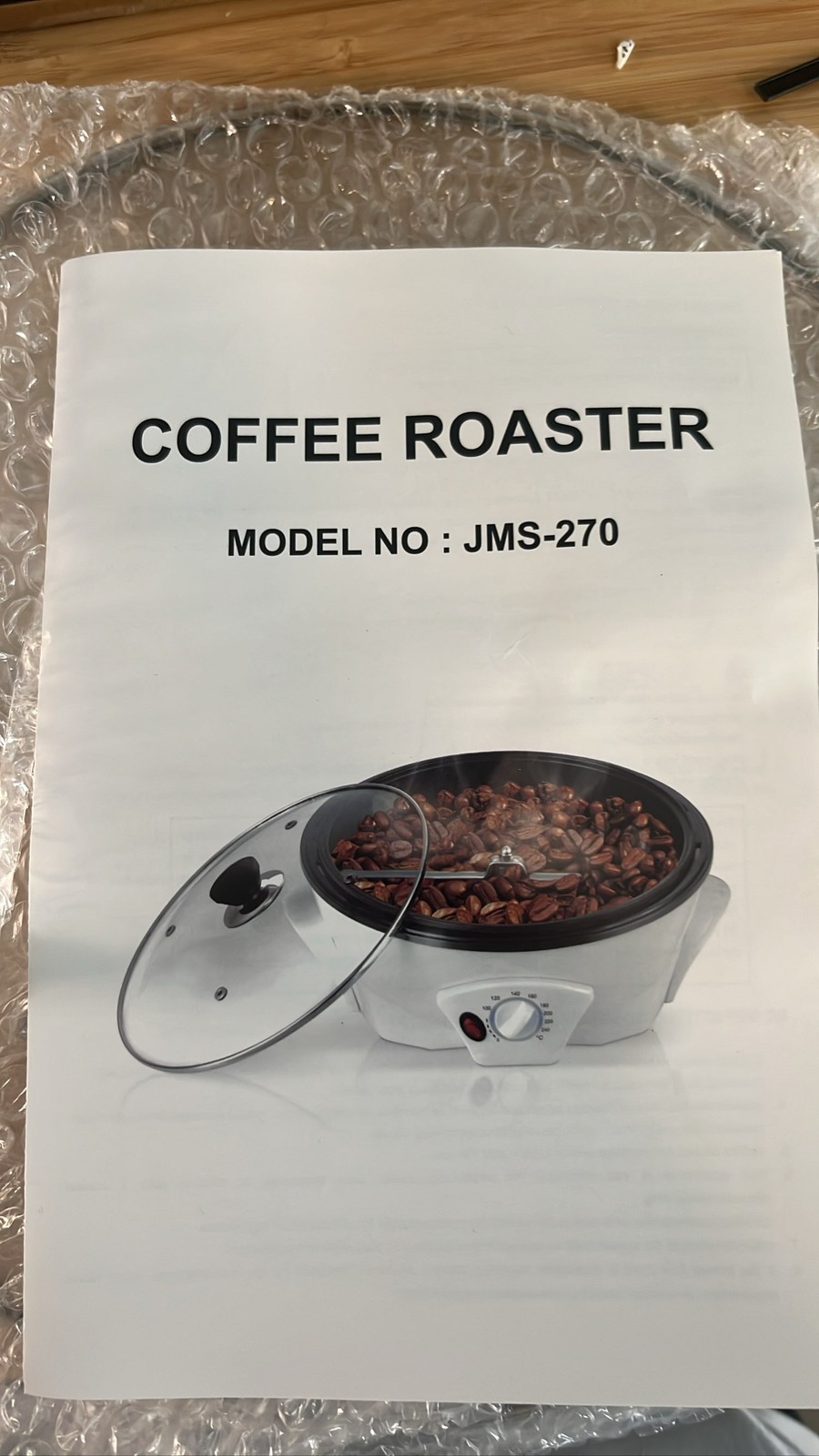 Electric Coffee Bean Roaster JMS-270 Home Roasting 1200W. READ