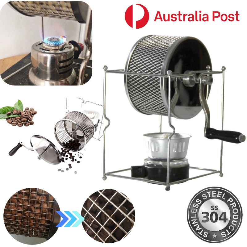 Manual Coffee Bean Roaster Portable Stainless Steel Cafe Bean Nut Machine Roller