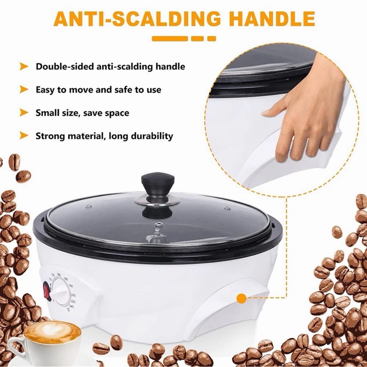 110V Electric Coffee Roaster Machine 800g Coffee Bean Roaster for Home Use NOB