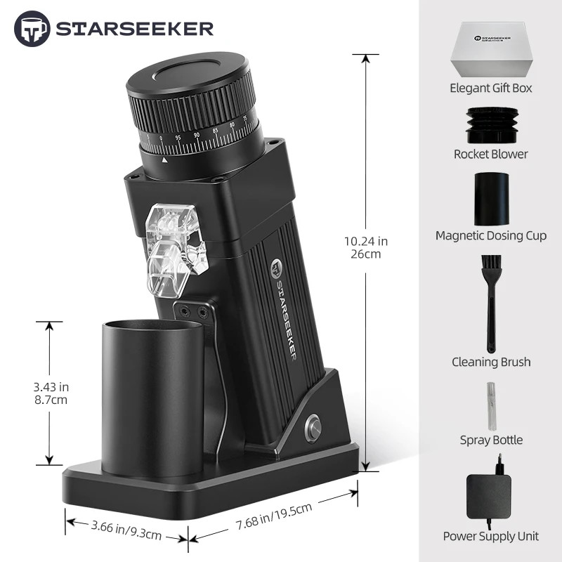 STARSEEKER E55Pro Coffee Grinder 55mm Titanium Burr Stepless Espresso Grinder