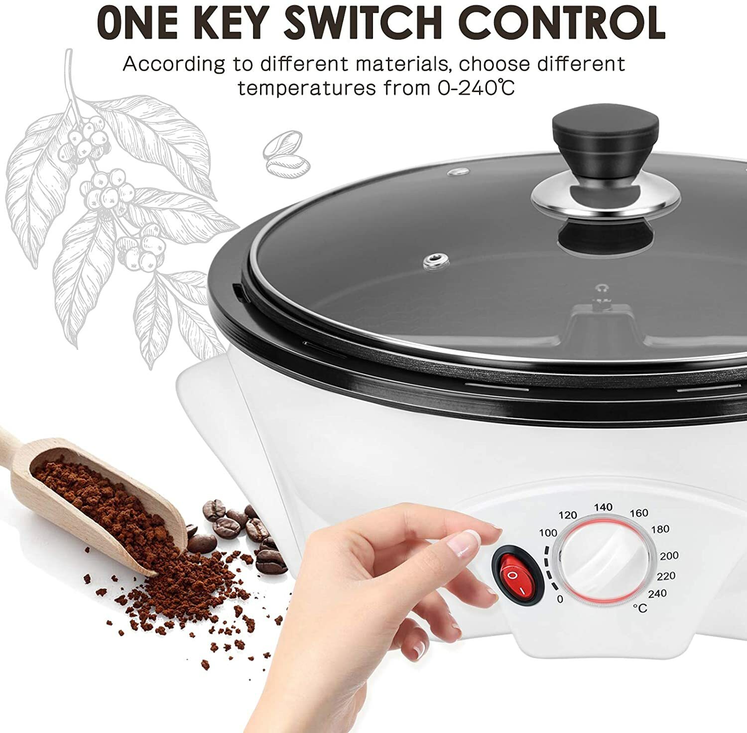 Coffee Roaster Machine,800g Non-Stick Electric Coffee Bean Roaster for Home Use