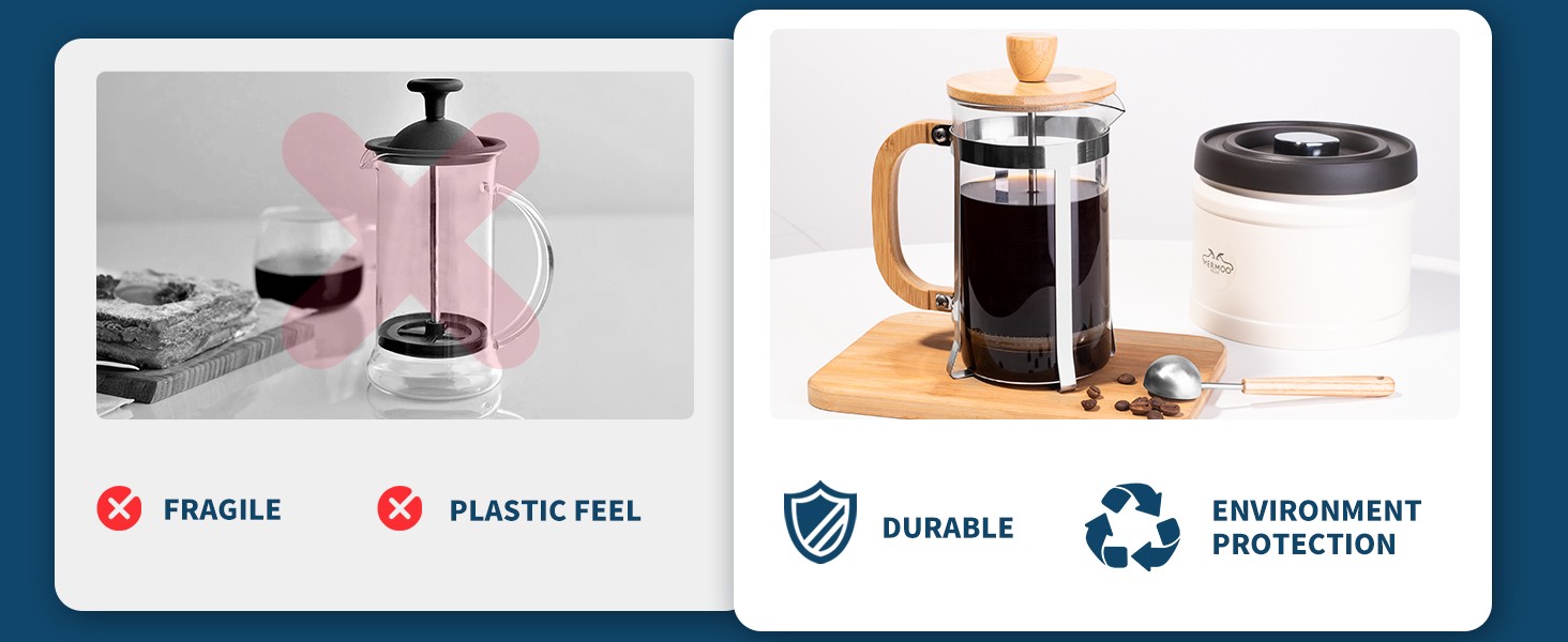 French Pr Coffee Maker & Tea Pr 20oz Borosilicate Glass