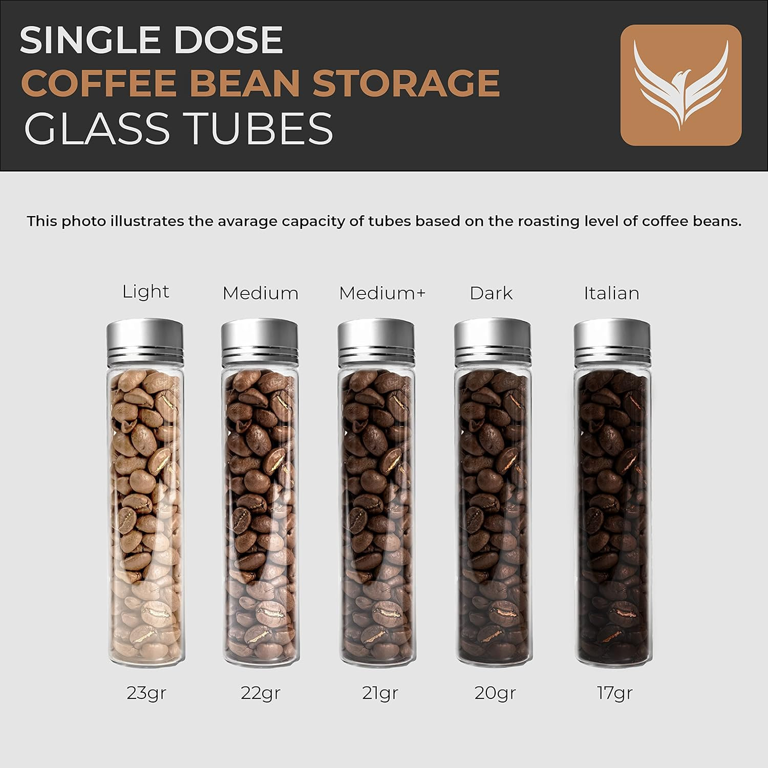 Single Dose Coffee Bean Storage Tubes Coffee Bean Cellar 10 Pcs Dosing Glass