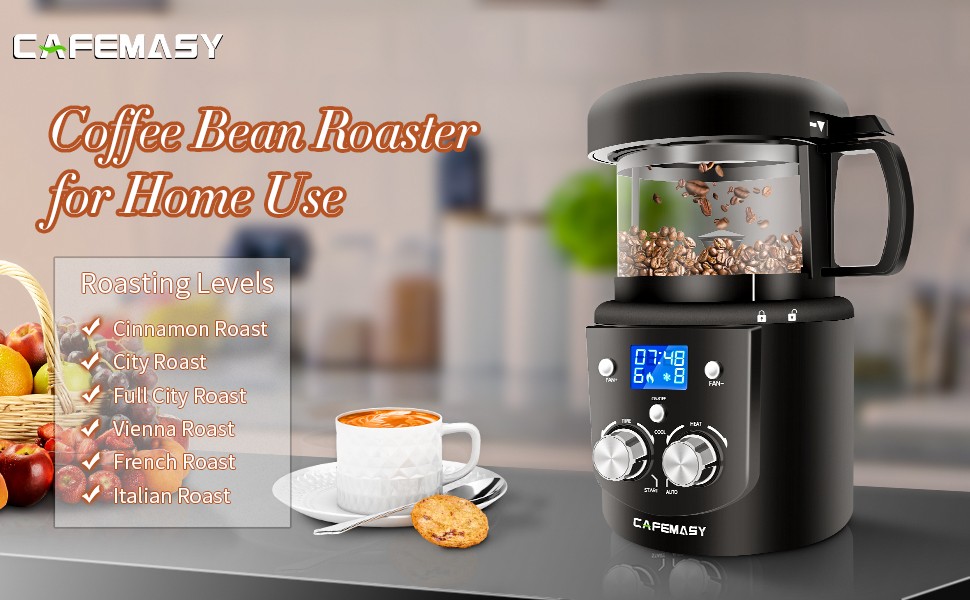 Coffee Bean Roaster Machine – Home Use Air Coffee Roaster with Adjustable Timer