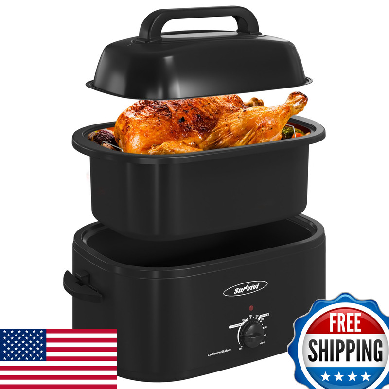 Sunvivi Electric Roaster Oven28 Quart Roasting Oven Self-Basting Lid Removable