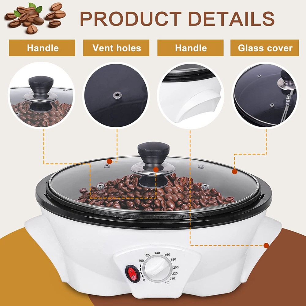 110V Coffee Roaster Machine for Home Use Electric Coffee Bean Roaster Non-Stick