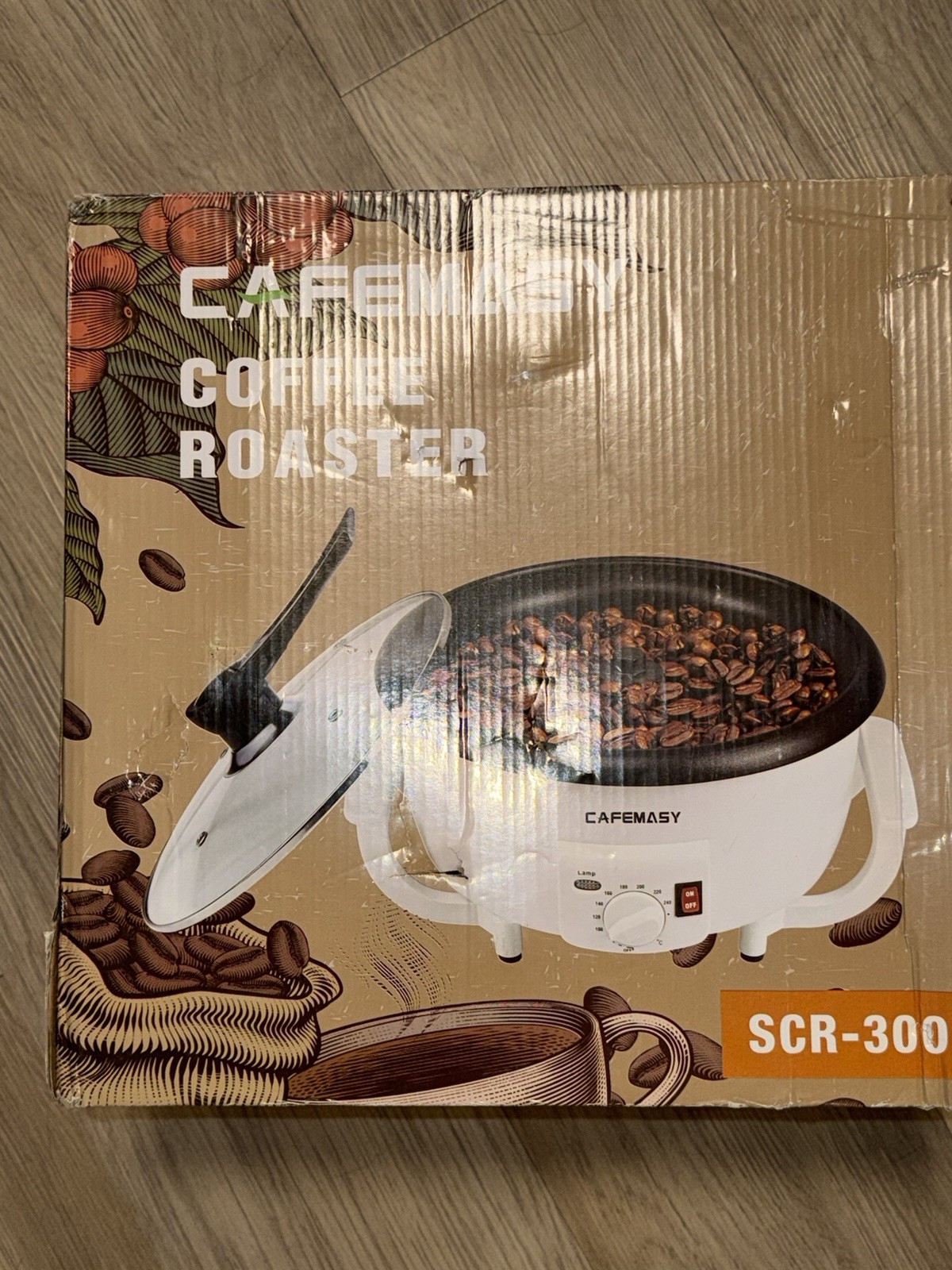 Cafemasy SCR-300 White Black Electric Coffee Roaster Machine Open Box