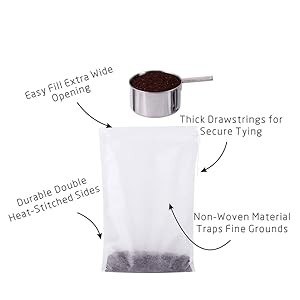 100pcs Cold Brew Coffee Bags, 6” x 8” No M Disposable Bags