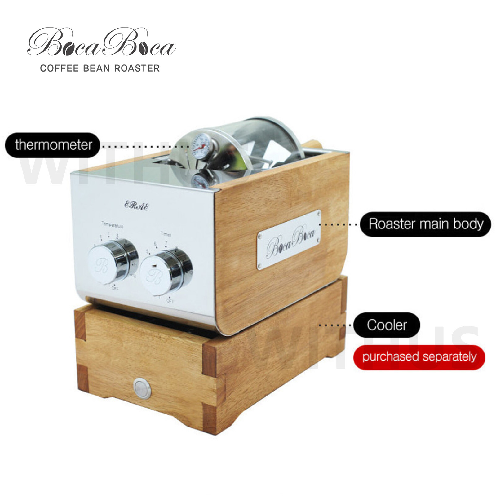 BocaBoca Coffee Bean Roaster 250 Roasting Machine Nuts Barista Home AC 220V