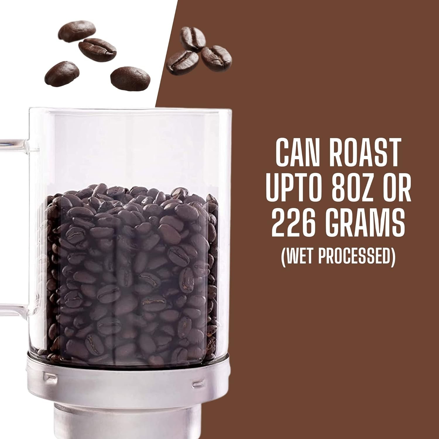 Electric Coffee Roaster for Home Use with Chaff Basket and Glass Chamber