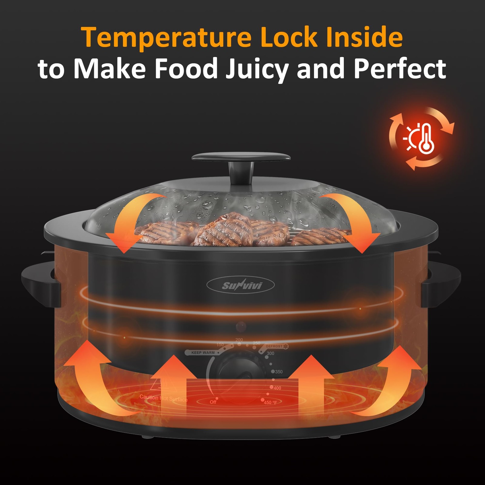 Sunvivi Electric Roaster Oven For Small Families 8Qt Portable Roaster