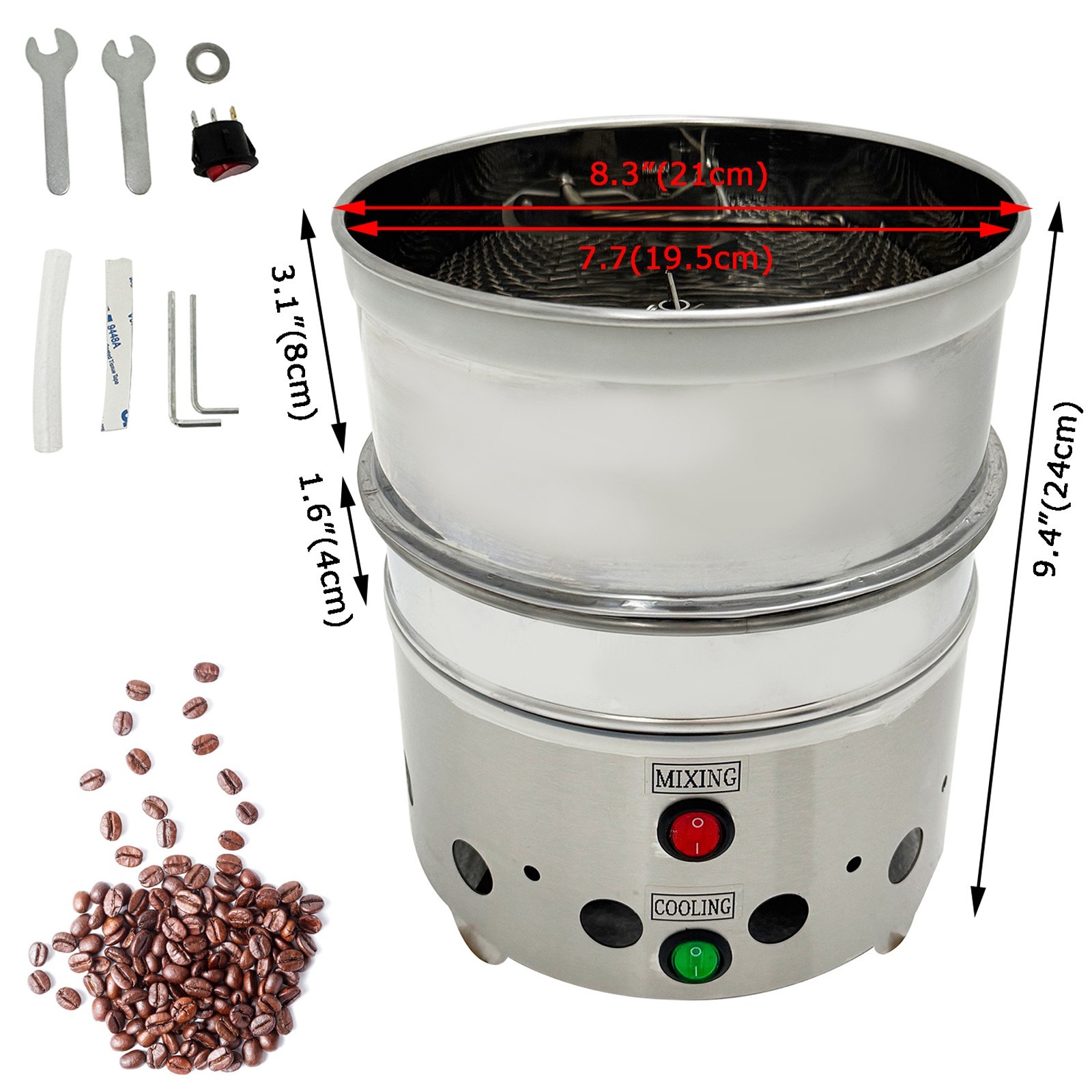 110V Coffee Bean Cooler Self-Stirring Coffee Bean Roasting Cooling Plate 1.76LB