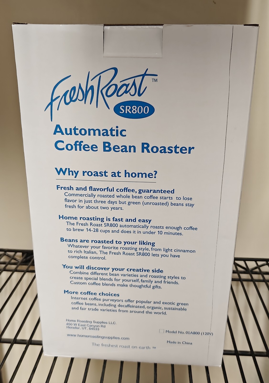 Fresh Roast SR800 Automatic Coffee Bean Roaster – Digital Status Display