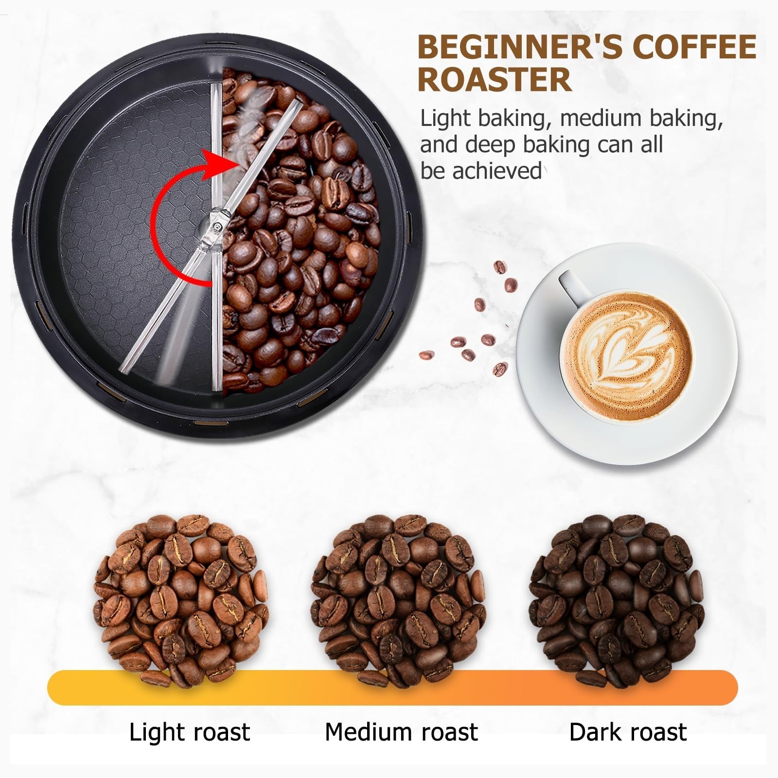 JIAWANSHUN Electric Coffee Bean Roaster 800g 1200W 100-240°C Timer